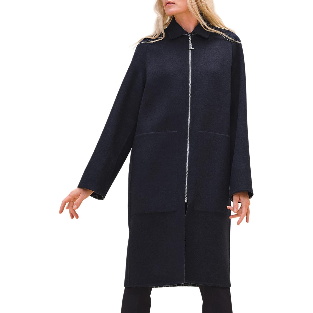 HERMES Coats Women's Blue