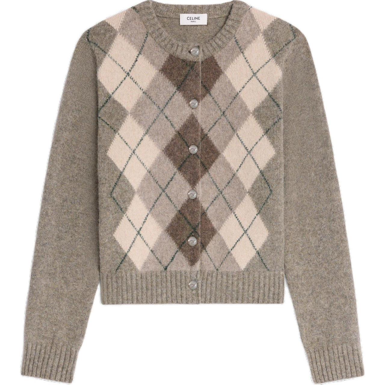 CELINE Cardigan In Argyle Alpaca Wool