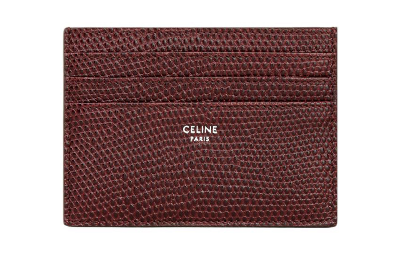 CELINE Cow Leather Card Holder Large Size Men's Burgundy Red