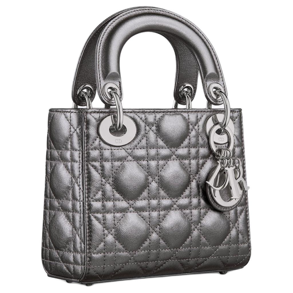 DIOR Lady Dior Calfskin Shoulder Bag, Crossbody Bag, Handbag Mini Women's Silver