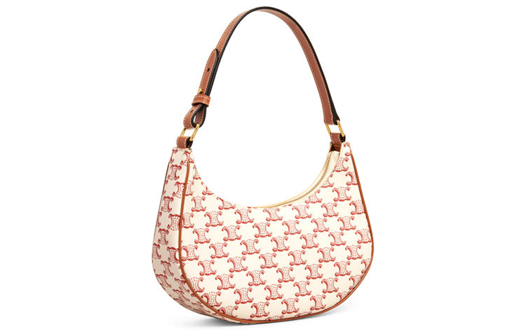 CELINE AVA Leather Shoulder Bag Women's Pink