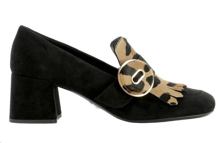 PRADA Chunky Heel High Heels 5.5cm Women's Black Brown