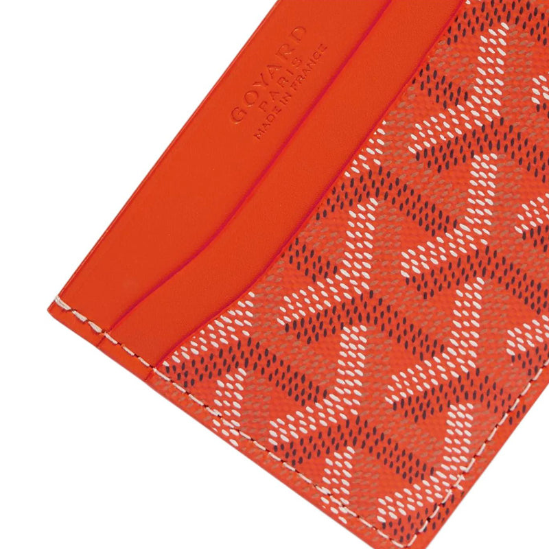 GOYARD Canvas With Leather Dog's Teeth Card Clip Card Holder Unisex Orange And Yellow Small Heart