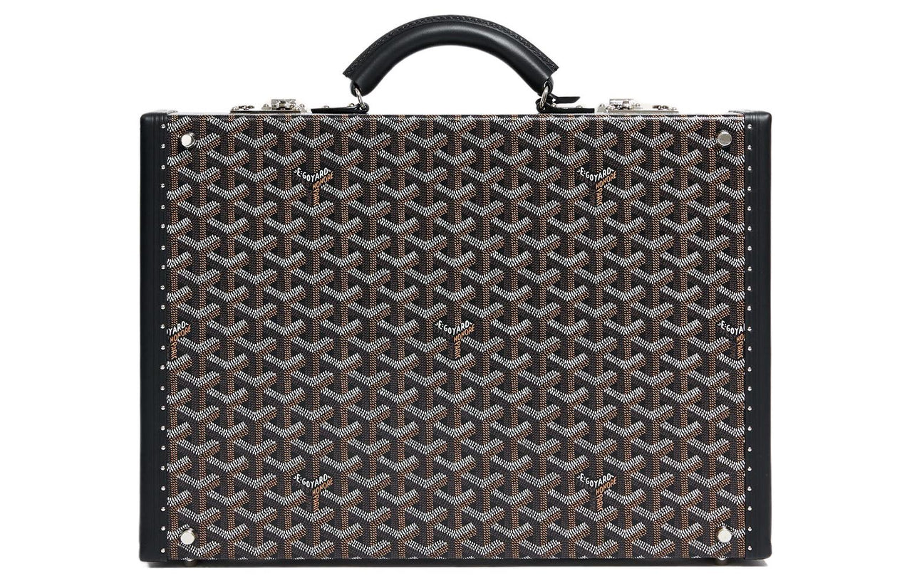 GOYARD Manoir Canvas With Leather Briefcases Small Size Unisex Black