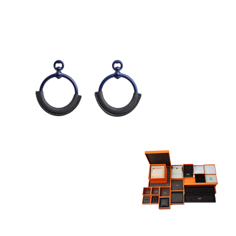 HERMES Aluminum Earrings Women's Blue