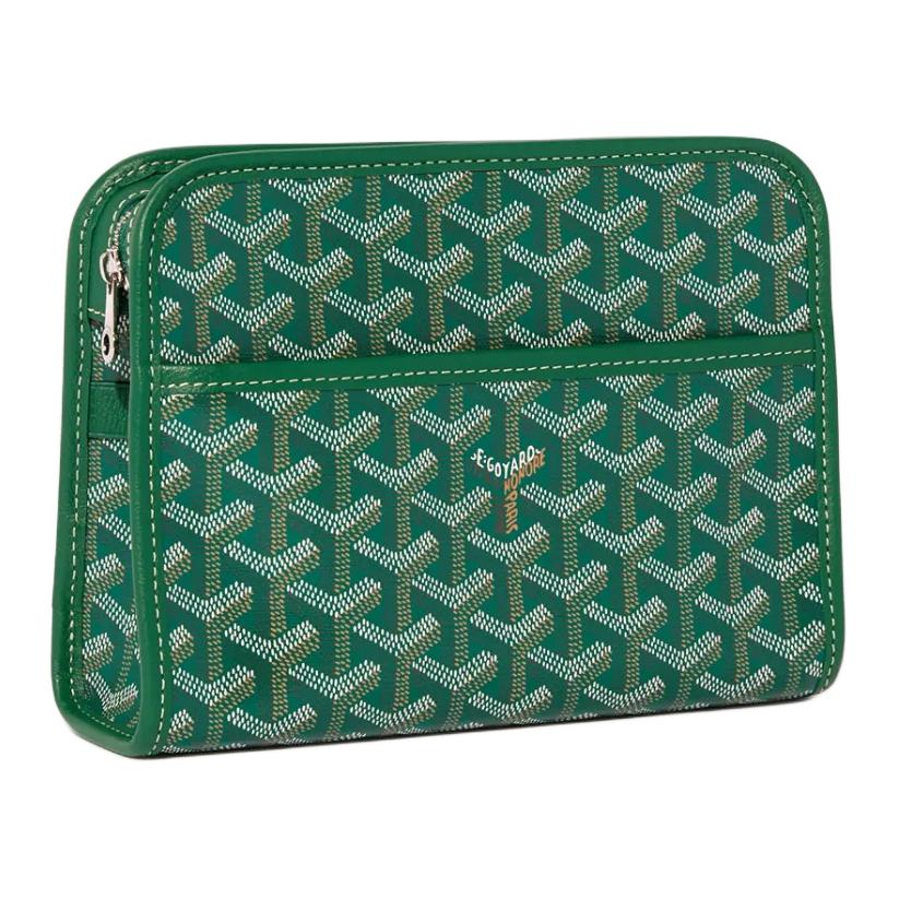 GOYARD JOUVENCE Canvas With Calfskin Toiletry Bag Small Size Unisex Green