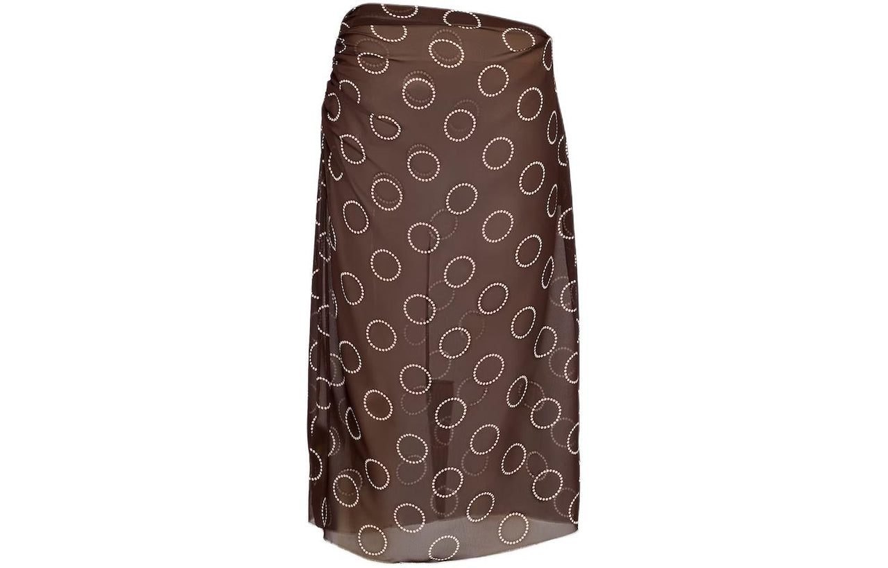 PRADA Dot print Georgette Pencil Skirt