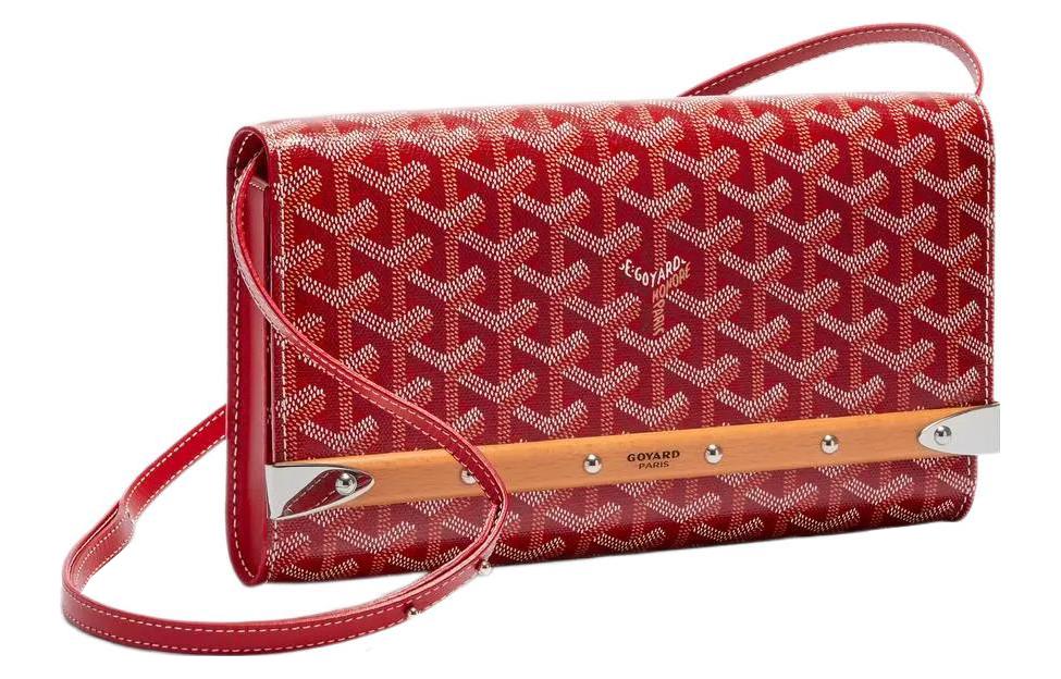 GOYARD MONTE-CARLO Canvas With Leather Clutches Crossbody Bags Small Size Women's Red