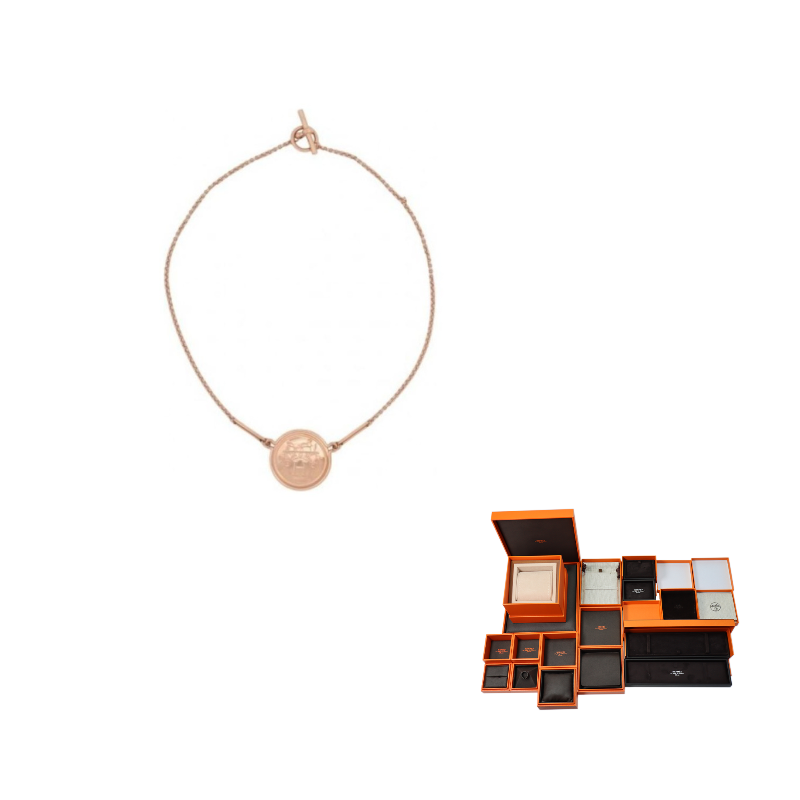 HERMES 18K Rose Gold Necklaces Women's Rose Gold