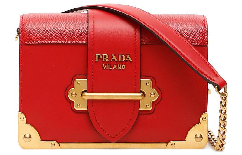 PRADA Calfskin Crossbody Bag Shoulder Bag Women's Red