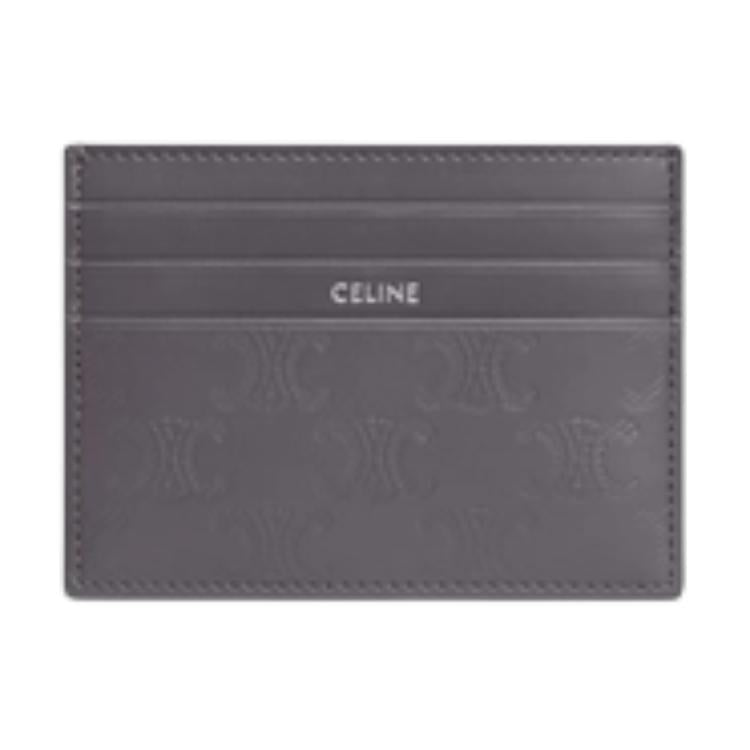 CELINE Calfskin Card Holder Large Size Men's Anthracite