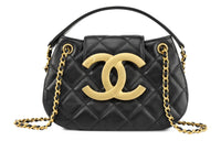 CHANEL Sheepskin Messenger Bag Shoulder Bag Crossbody Bag Women's Black
