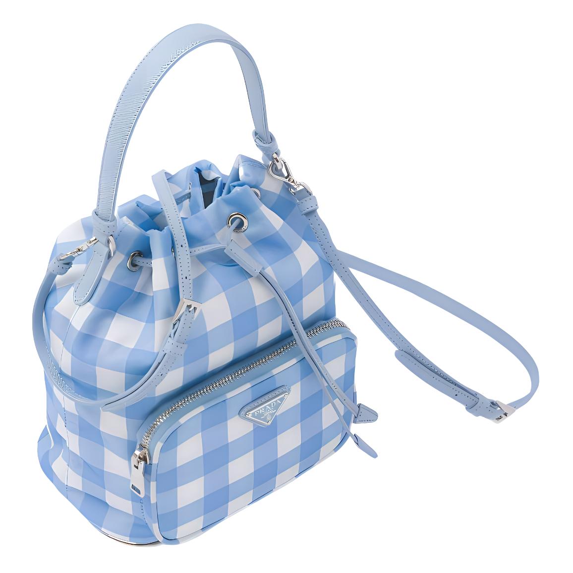 PRADA Duet Fabric Portable Crossbody Bag Shoulder Bag Women's Light Blue