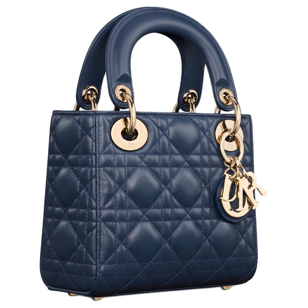 DIOR Lady Dior Lambskin Lady Dior Bag, Shoulder Bag, Crossbody Bag, Handbag Mini Women's Deep Sea Blue