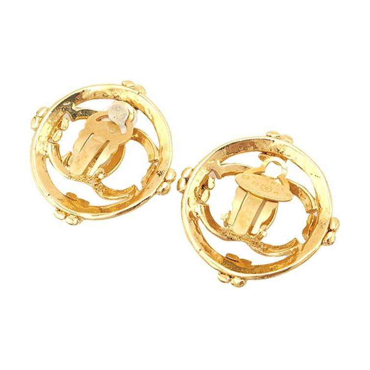 CHANEL 1994 Cc Cut out Clip on Earrings