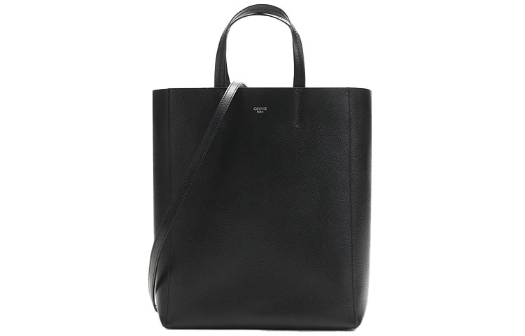 CELINE Cabas Grain Cow Leather Tote Bag, Shopping Bag, Shoulder Bag, Handbag Trumpets Women's Black