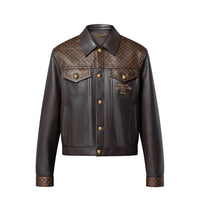 LOUIS VUITTON Embellished Leather Trucker Jacket