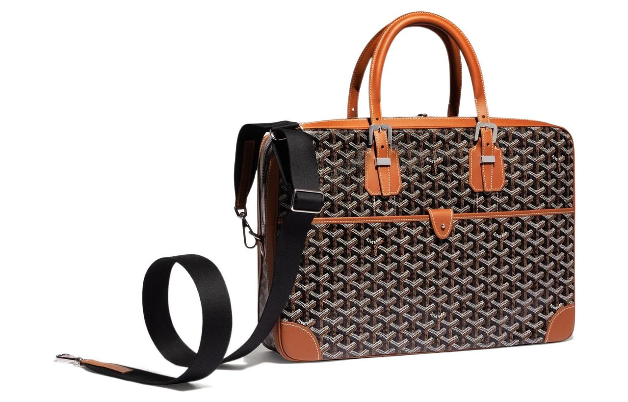 GOYARD Polyester-Cotton Blend With Clamecy Cow Leather Bag Straps Unisex Brown/Black