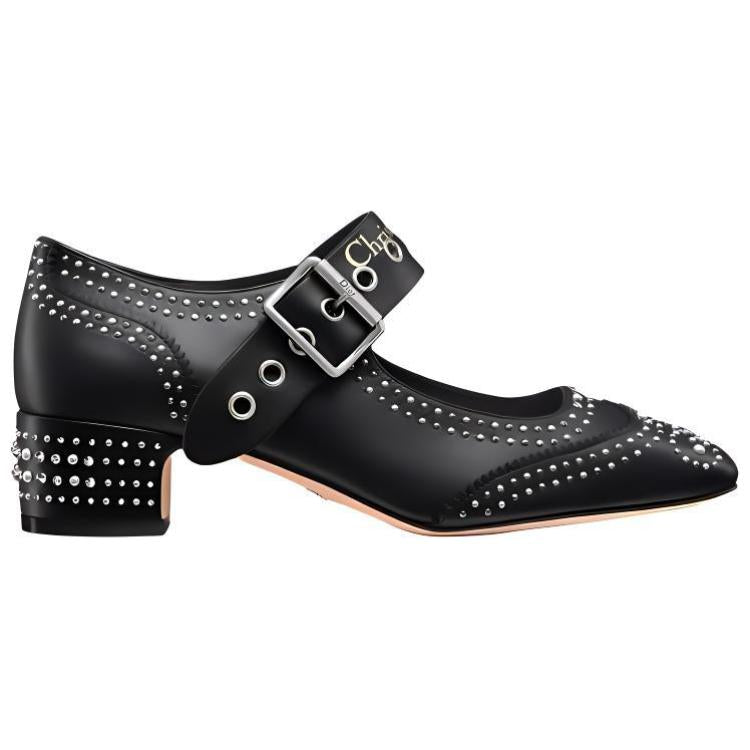 DIOR D-Society Chunky Heel High Heels 4cm Women's Black
