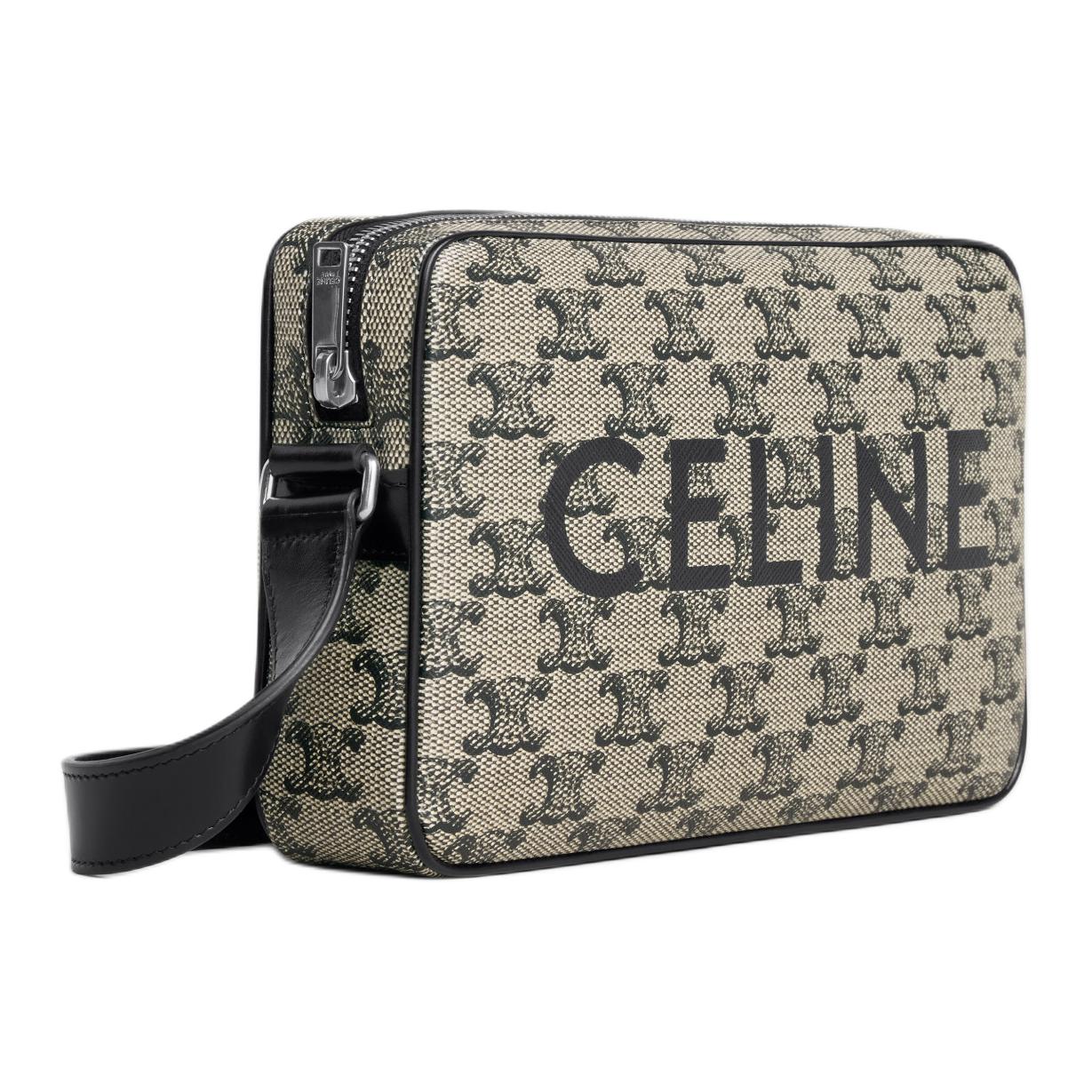 CELINE Canvas Crossbody Bag Shoulder Bag Medium Size Men's Light Brown