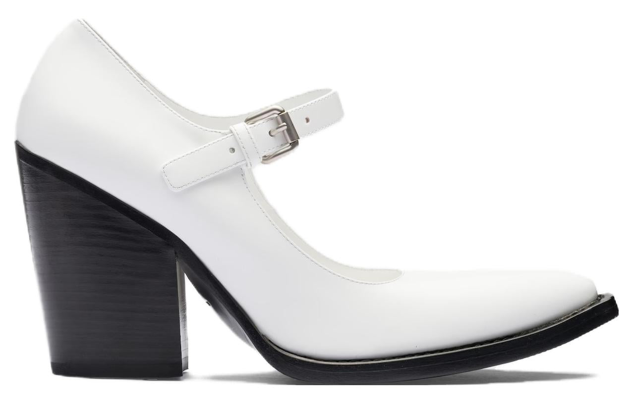PRADA Chunky Heel High Heels Women's White
