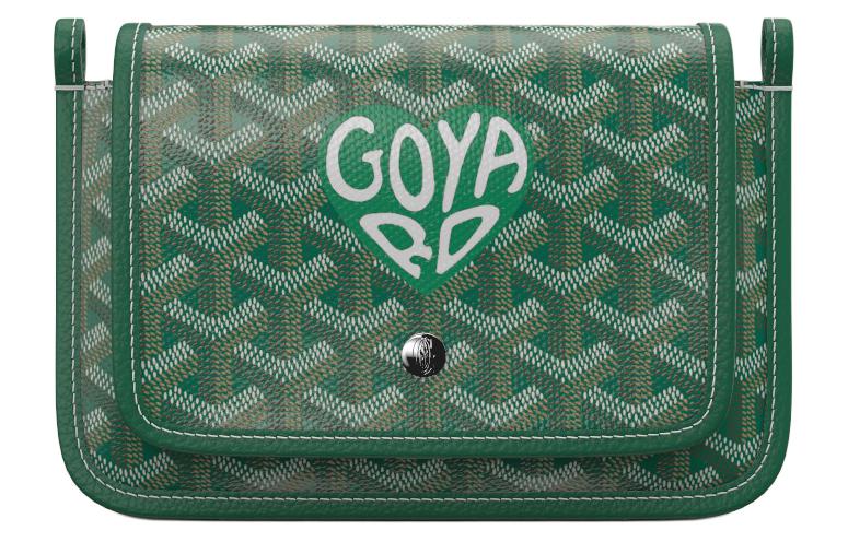 GOYARD Plumet Canvas With Leather Envelope Bag Crossbody Bag Shoulder Bag Unisex Green Stitch Green Small Heart