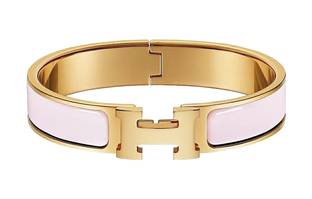 HERMES Bangles Women's Gold/Light Pink