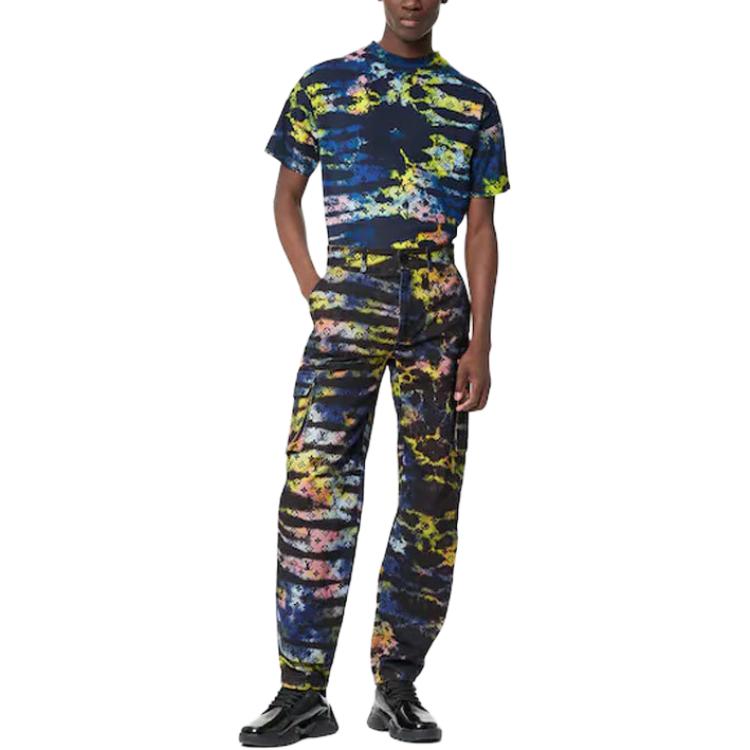 LOUIS VUITTON Printed Monogram Tie Dye Cargo Denim Pant