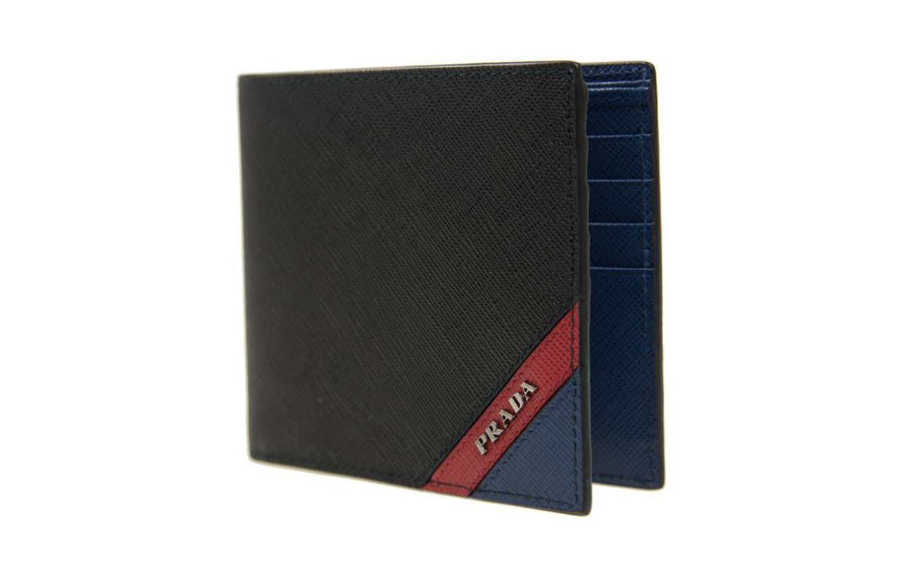 PRADA Cow Leather Wallet Small Size Men's Black