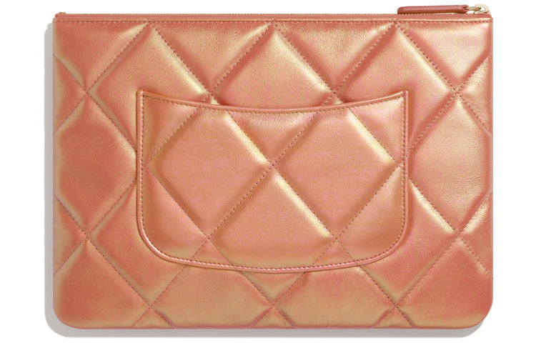 CHANEL 19Bag Iridescent Calfskin And Metal Clutch Women's Pink