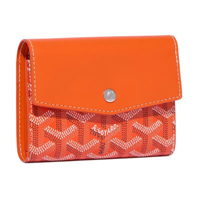 GOYARD Canvas With Calfskin Wallet Unisex Orange