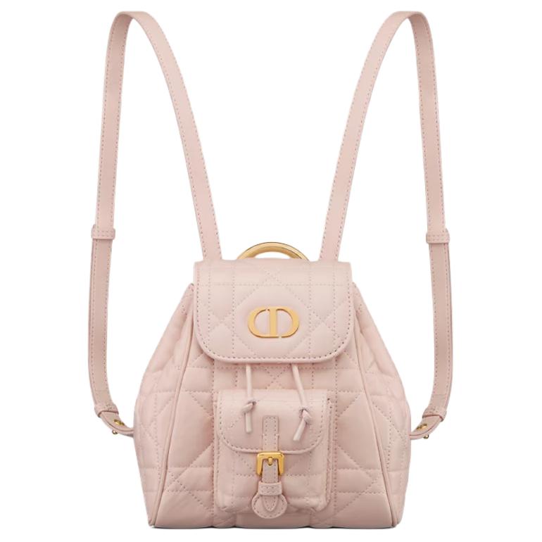 DIOR Caro Sheepskin With Cow Leather Backpack Trumpets Women's Pink