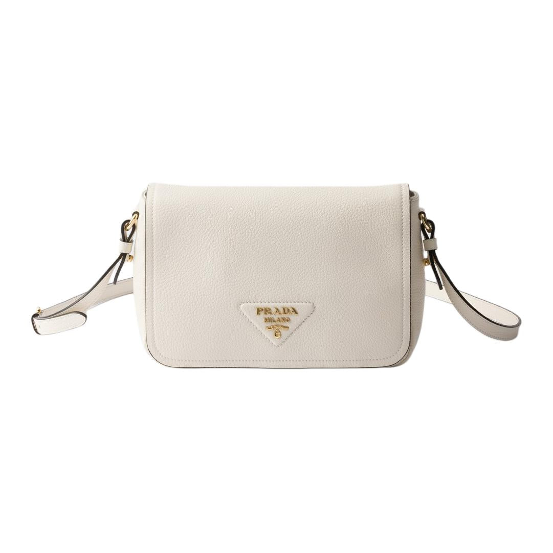 PRADA Cow Leather Shoulder Bag Women's White