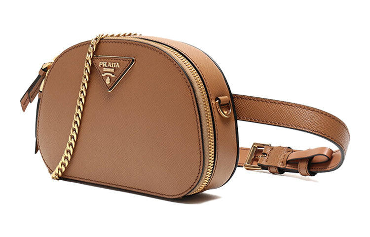 PRADA Cow Leather Crossbody Bags Fanny Pack Sling Bags Women's Caramel