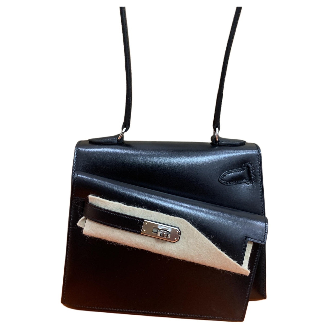 HERMES Kelly Box Calfskin Kelly Bag Crossbody Bag Shoulder Bag Women's 89 Noir Black