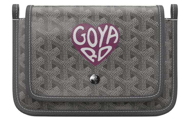 GOYARD Canvas With Leather Envelope Bag Crossbody Bag Shoulder Bag Unisex Gray & Burgundy Small Heart