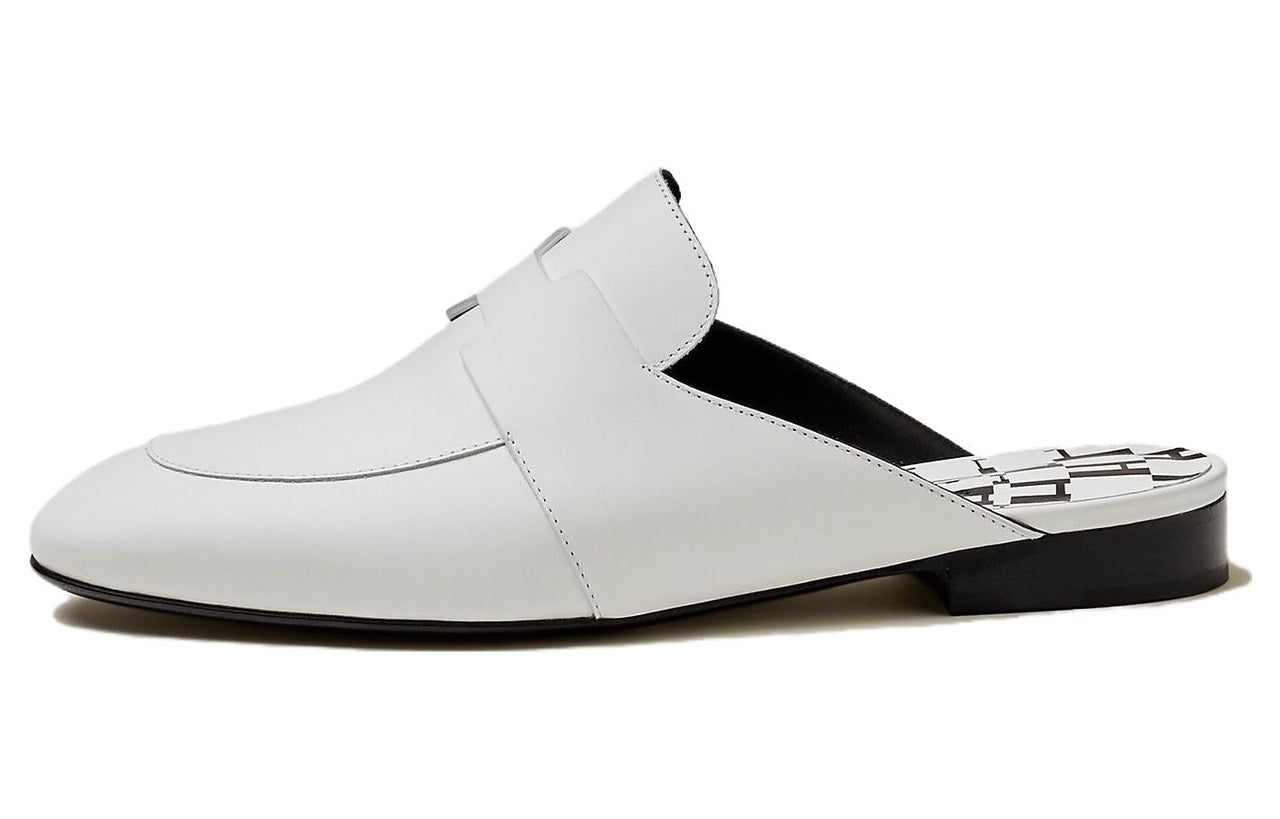 HERMES Abrasion-Resistant Wrap-toe Slippers Women's White