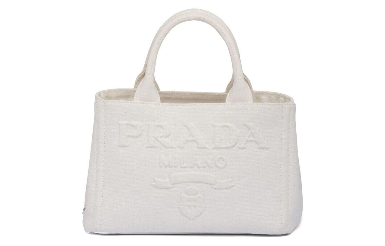 PRADA Cotton Tote Bag Shopping Bag Shoulder Bag Crossbody Bag Handbag Women's White