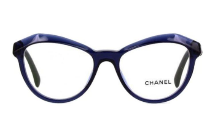CHANEL - Irregular Shape Eyeglass Frames Women's Blue
