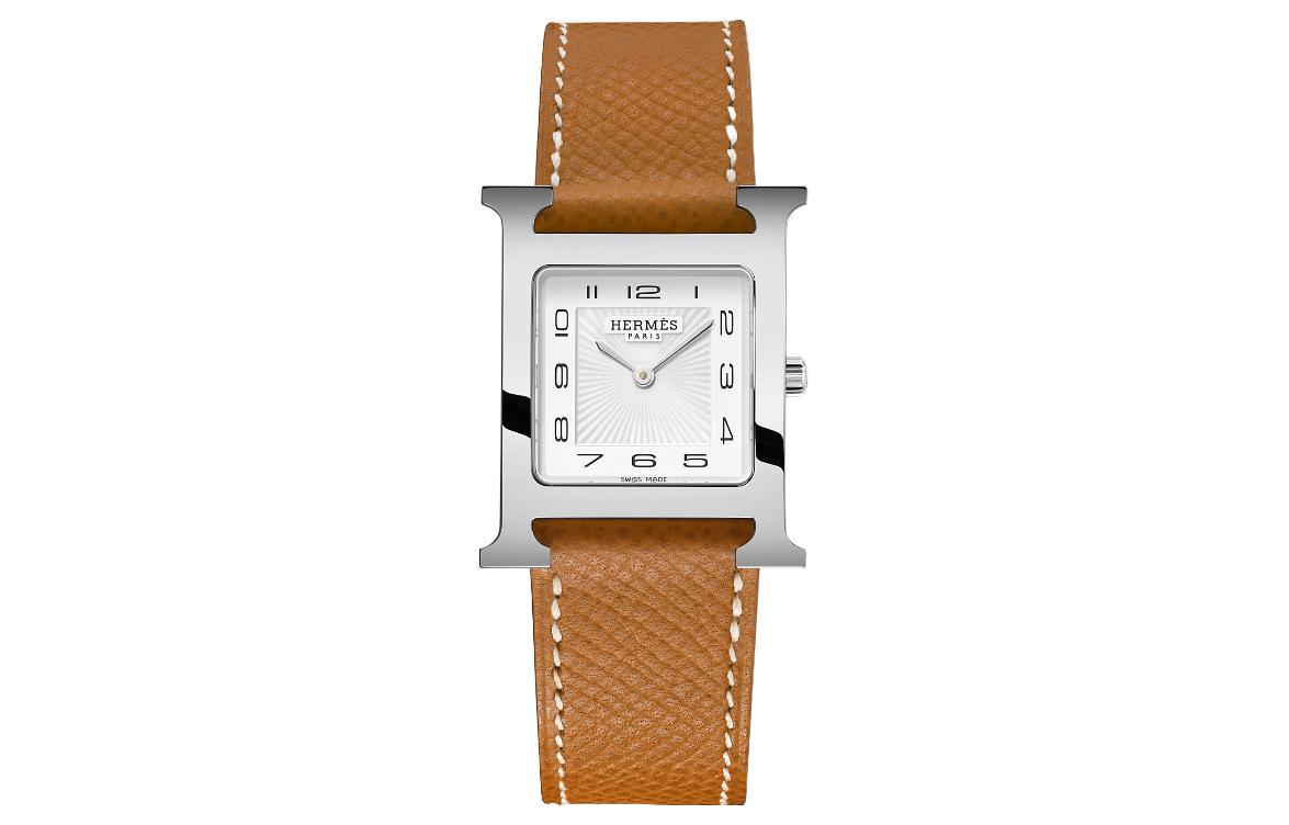 HERMES Heure H Collection Wrist Watch Quartz Movement Genuine Leather Strap 26mm White Dial Women's Watch W036791WW00