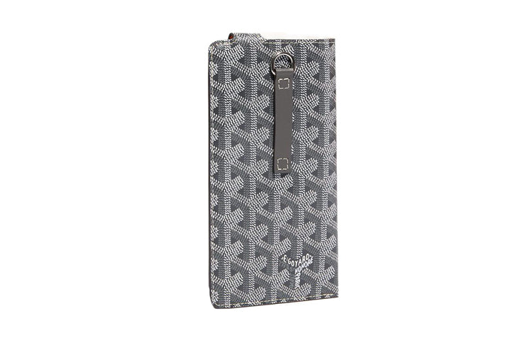 GOYARD Montmartre Canvas With Leather Cell Phone Pouch Large Size Unisex Gray