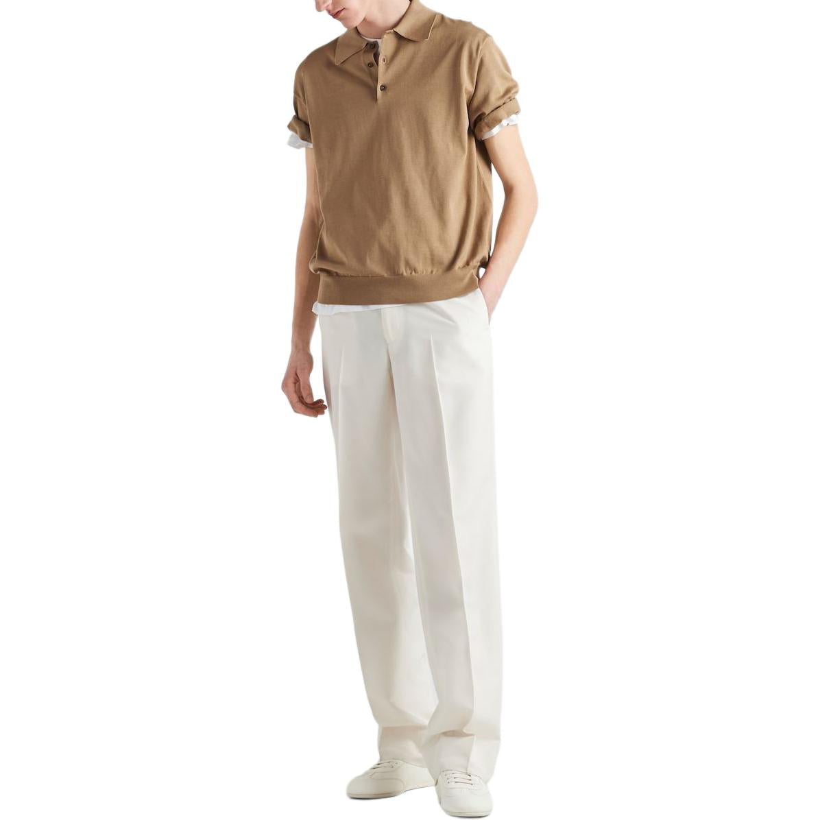 PRADA Cotton Polo Shirt Polo Shirt Men's Khaki