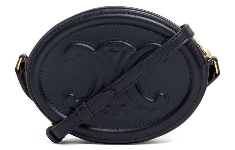 CELINE Cuir Triomphe Smooth Cow Leather Mooncake Bag, Wallet, Shoulder Bag, Crossbody Bag Trumpets Women's Black