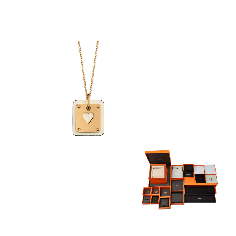 HERMES As De Coeur Calfskin Necklaces Women's