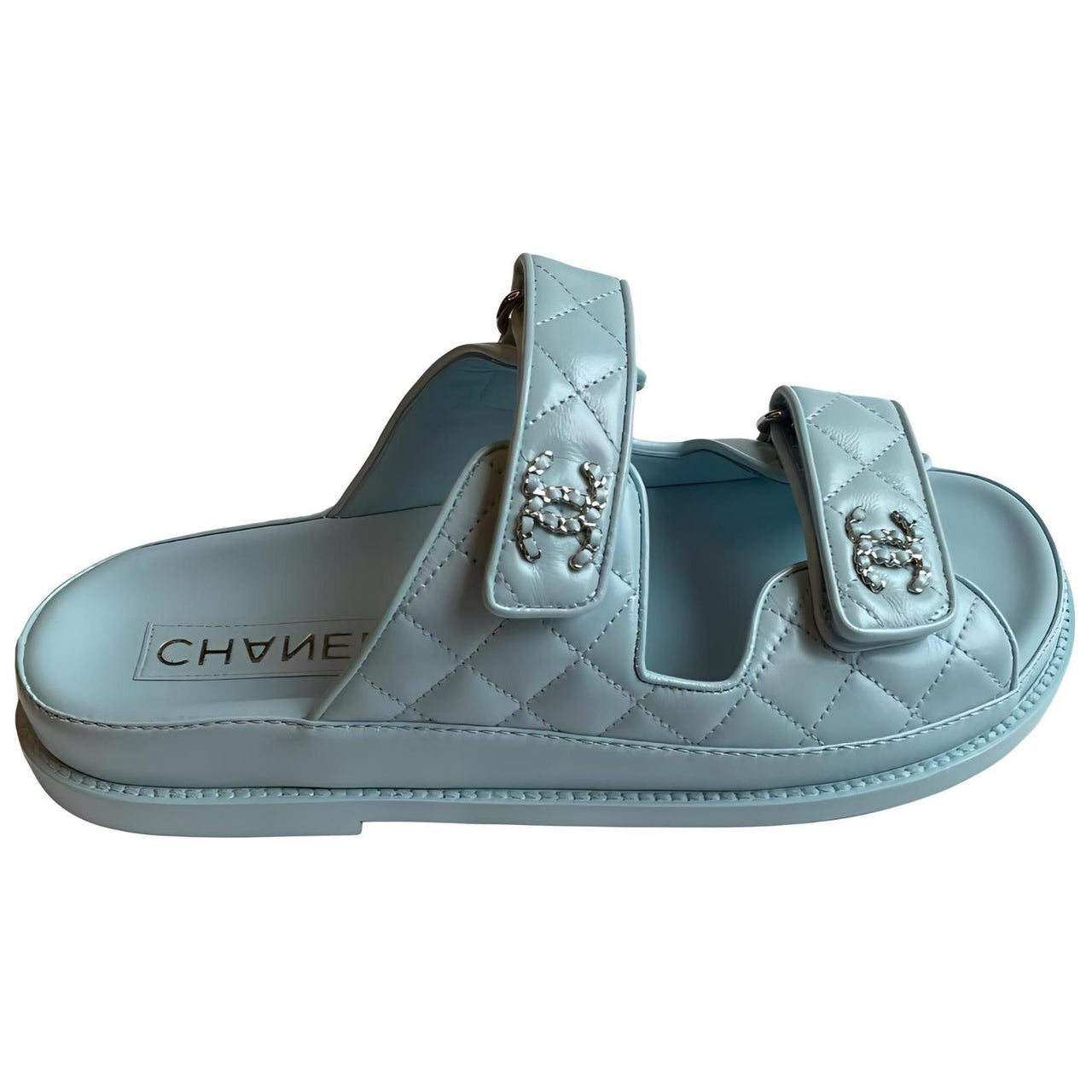 CHANEL Slide Slippers Women's Blue