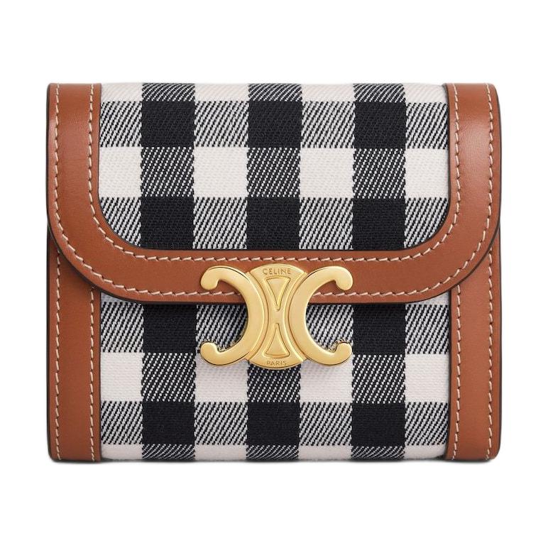 CELINE Fabric Wallet Women's Black White