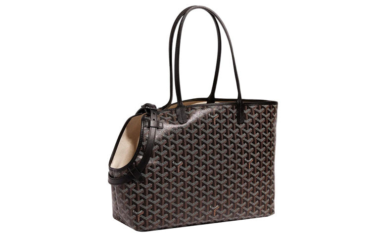 GOYARD Chien Gris Canvas Cowhide Pet Bag Merch Unisex Black