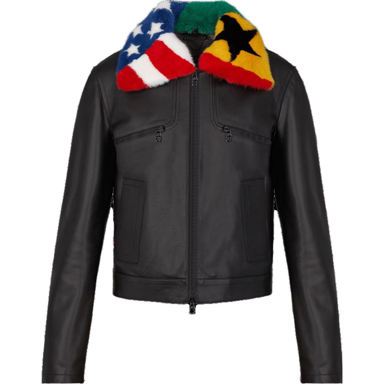 LOUIS VUITTON FW22 Leather Jacket Men's Black