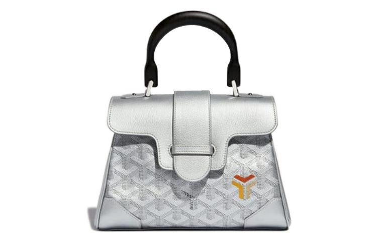 GOYARD Saigon Canvas With Calfskin Shoulder Bag Crossbody Bag Handbag Mini Women's Silver