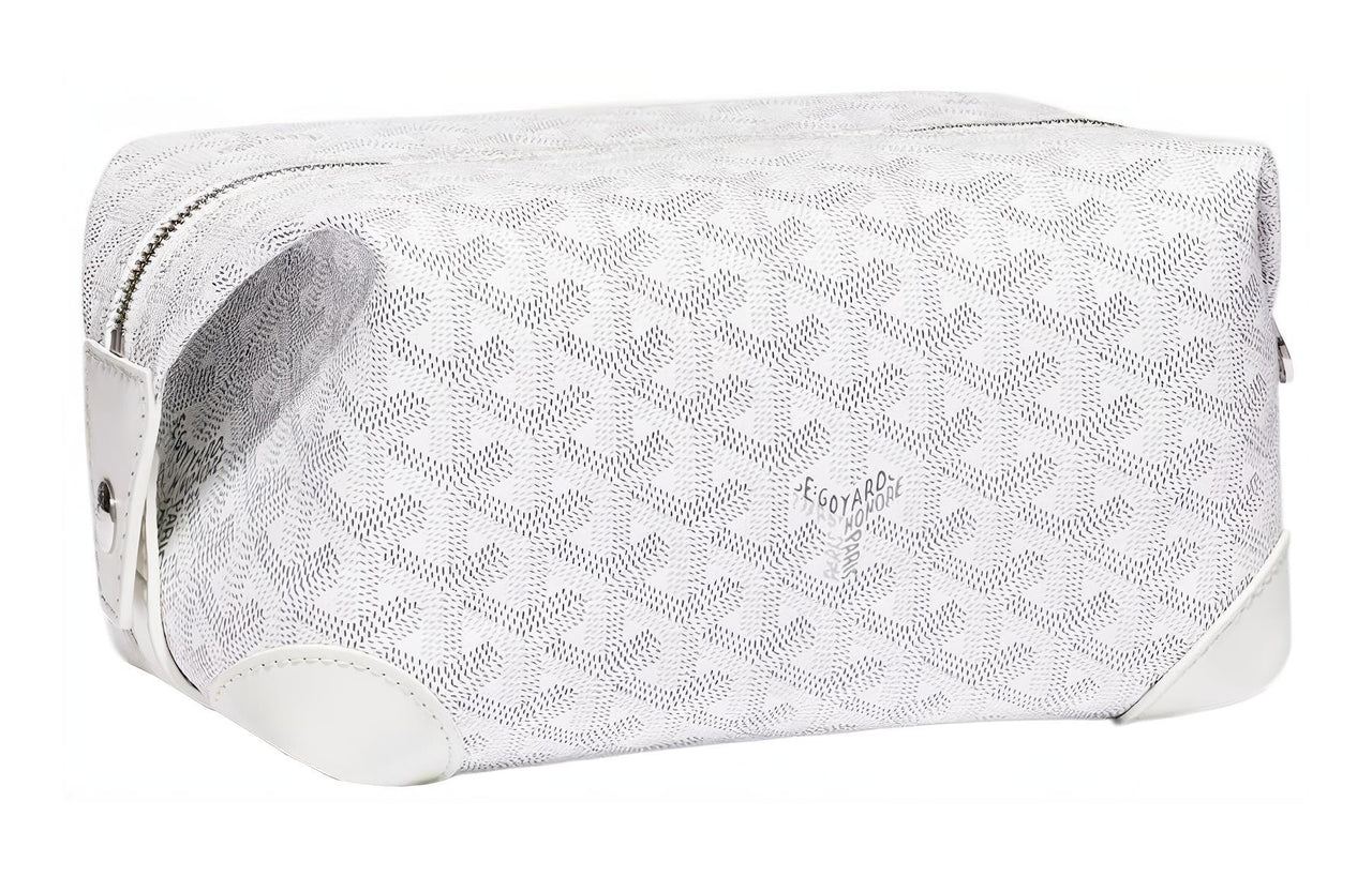 GOYARD Canvas With Calfskin Travel Bags Toiletry Bags Unisex White